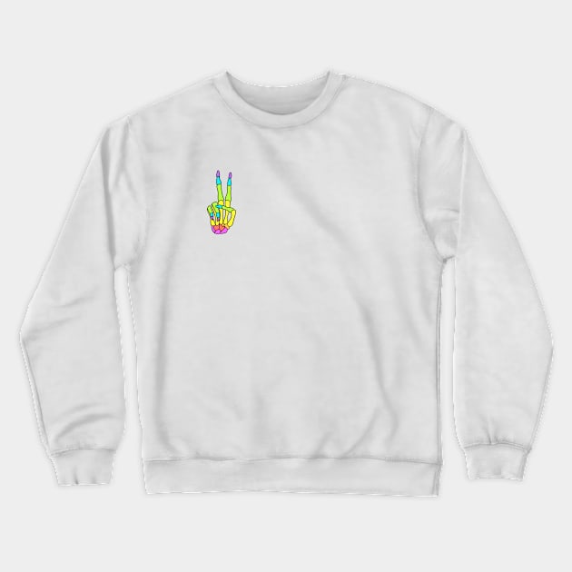 Rainbow Peace Sign Skeleton Hand Crewneck Sweatshirt by bloomingviolets